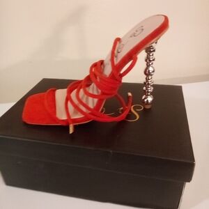 Elegant Orange Strappy Heels